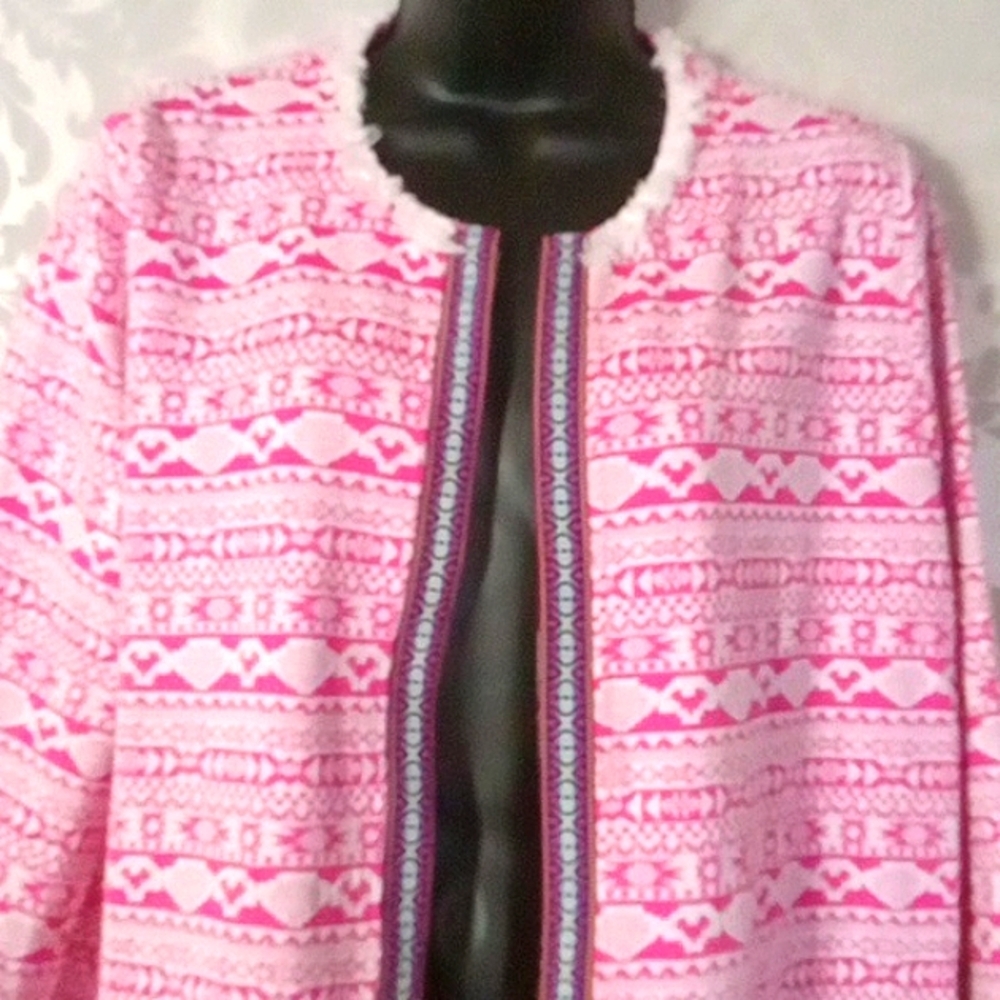 Valerie Stevens Pink and White Patterned Blazer